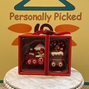 Blue Sky Clayworks “GINGERBREAD TRAIN” Salt & Pepper Set